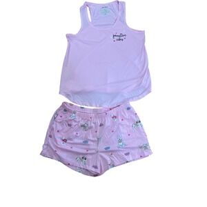 Joyspun Womens Pink Pawsitive Vibes Dog Print Pajama Set Tank and Shorts Small